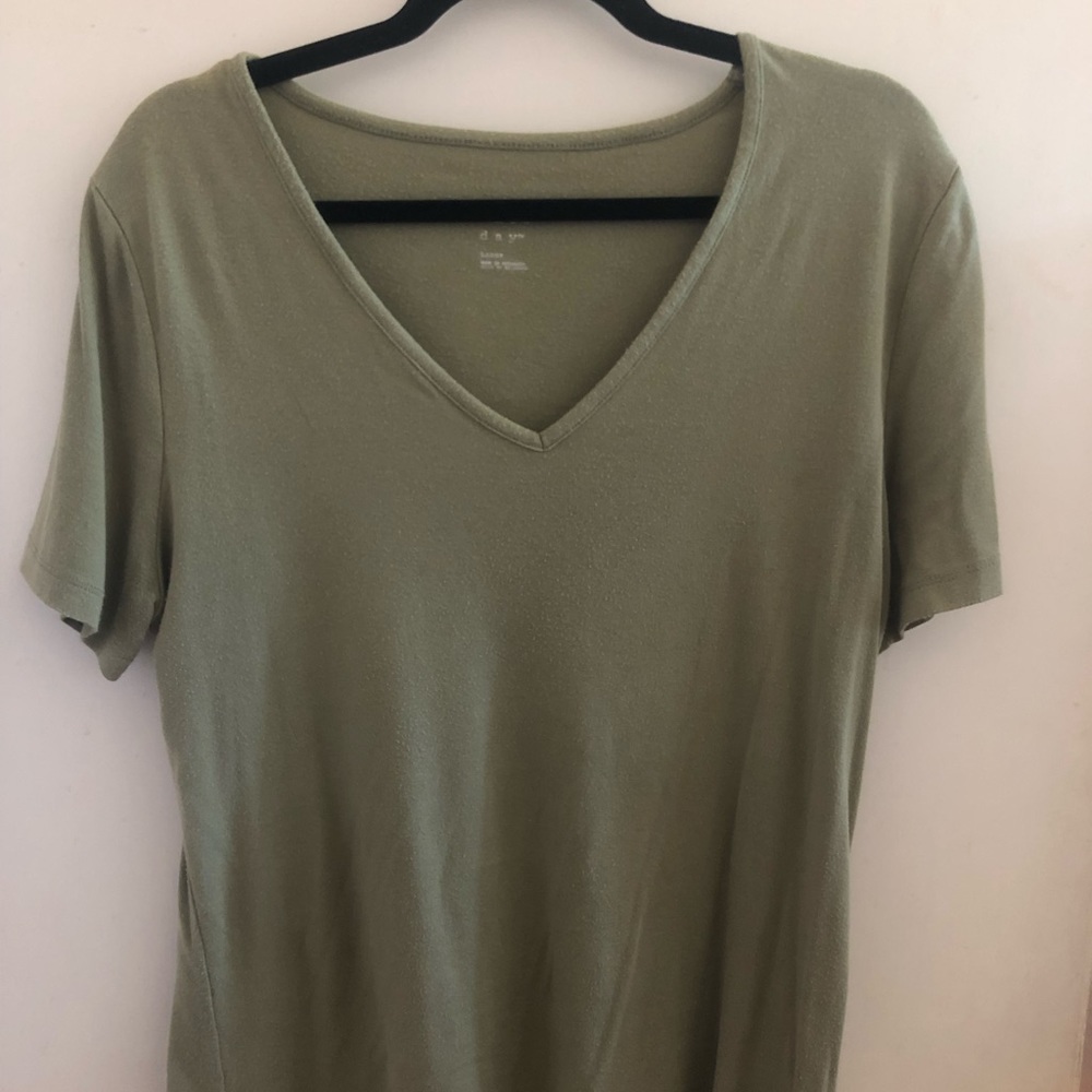 A new day green v-neck tee